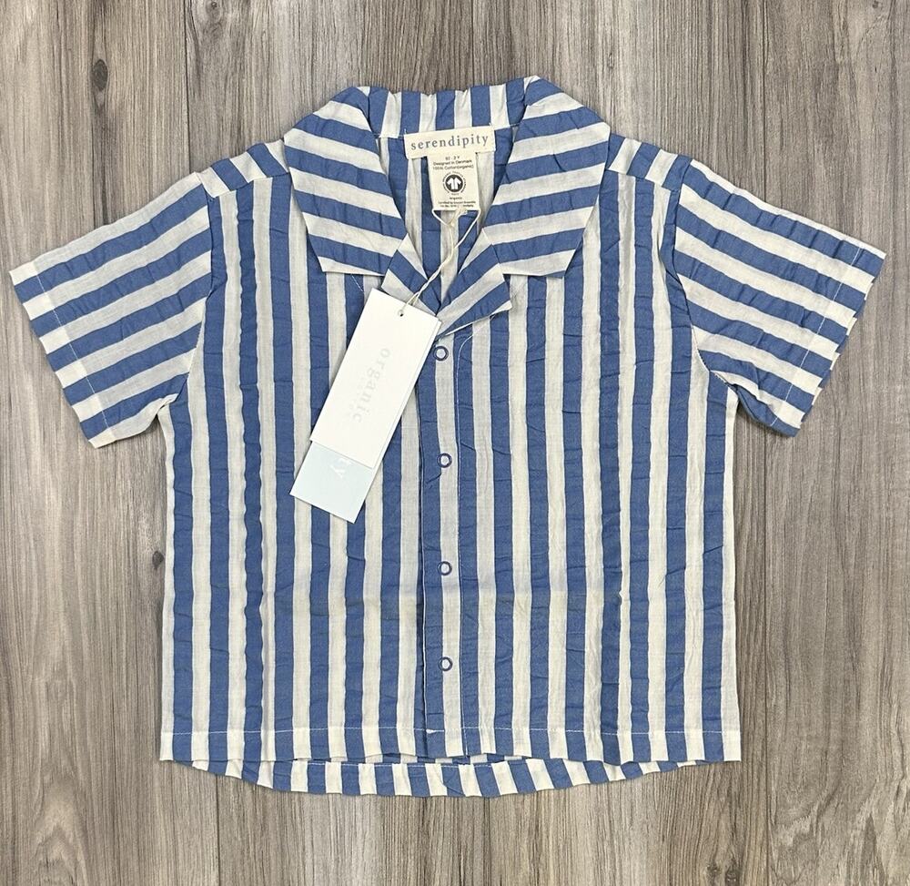 Serendipity Organics Striped Short Sleeve Shirt Toddler Size 2Y Cotton NEW